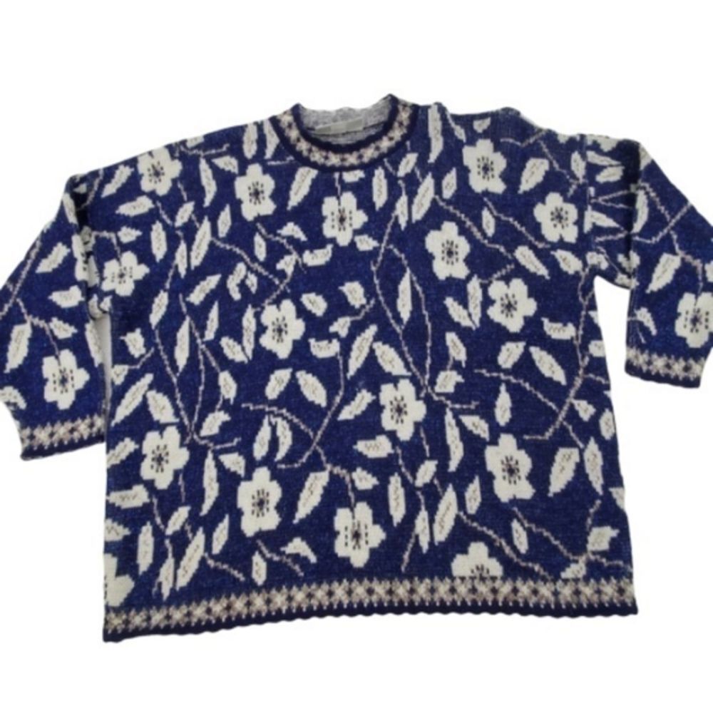Vintage Sweater 20W Plus 20‎ Sparkle Glitter Blue F
